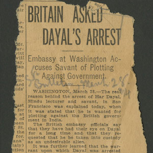 Britain asks for the arrest of Har Dayal