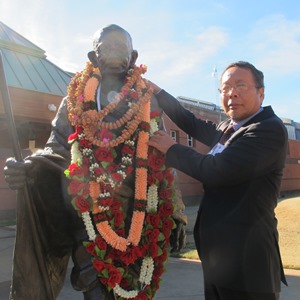 GF-USA celebrates King’s 90th Birth Anniversary at Gandhi Statue
