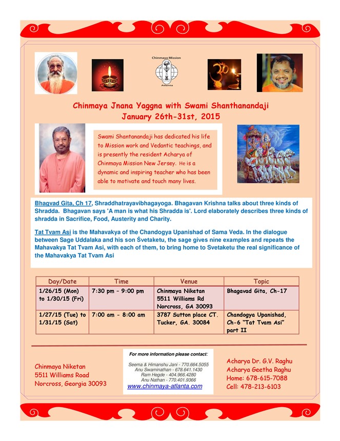 Chinmaya Mission Atlanta: Yajna by Swami Shantananda