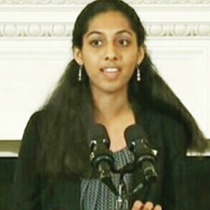 Maya Eashwaran reads her poetry at White House