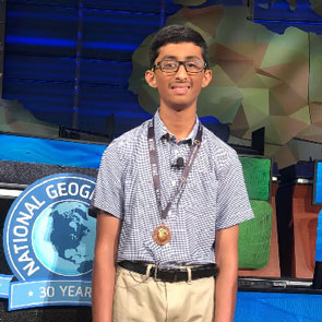Vishal Sareddy is third place winner at National Geographic Bee