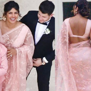 Priyanka steals the show in a saree at Joe-Sophie wedding in France