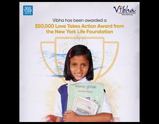 Vibha receives Love Takes Action Award from New York Life Foundation