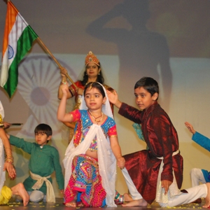 Children learn about inspirational youth as well as folk dances of India