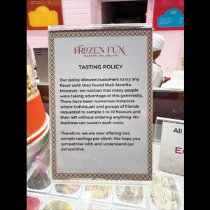 Ice cream Chain Amends Tasting Policy