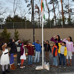 TAMA kids and families salute the Tricolor