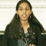 Maya Eashwaran reads her poetry at White House