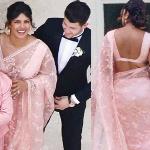 Priyanka steals the show in a saree at Joe-Sophie wedding in France